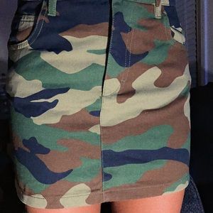 Camo Jean mini skirt
